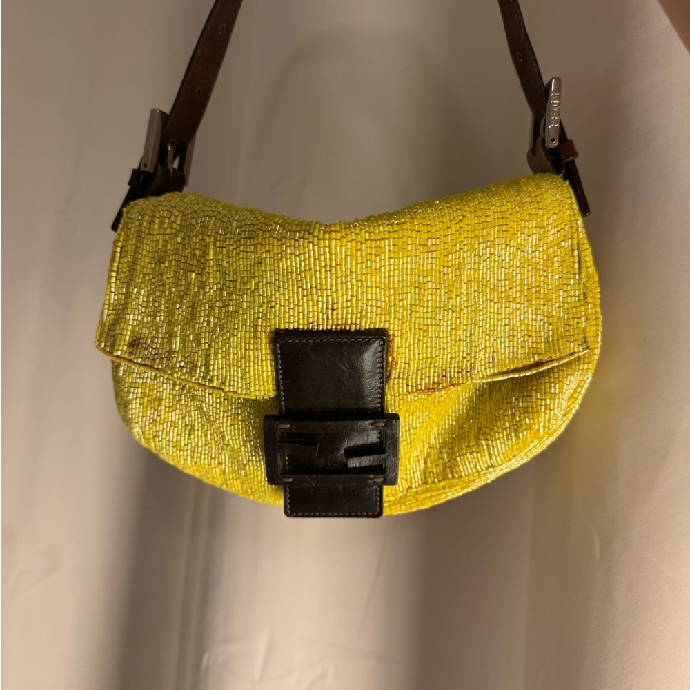 Fendi vintage Baguette Yellow Beaded Women's Bag